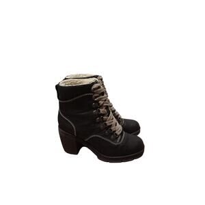 X Appeal Women's Sherpa Lined Derry Chunky Block Heal Ankle Boots Black Size 7